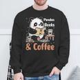 Books Reading Reader Panda Panda Books And Coffee Sweatshirt Gifts for Old Men