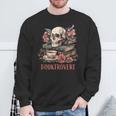Booktrovert Skull Books Tea Flower Gothic Bookworm Bookish Sweatshirt Gifts for Old Men