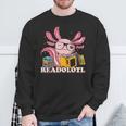 Bookworm Readolot Mexican Salamander Book Reading Axolotl Sweatshirt Gifts for Old Men