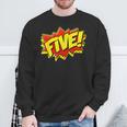 Boy Five Superhero Comic Book Hero 5th Birthday Boy 5 Years Sweatshirt Gifts for Old Men