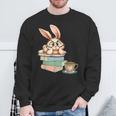 Bunny With Books And Coffee Reading Booknerd Bookish Easter Sweatshirt Gifts for Old Men