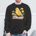 Canary Bird Floral Book Yellow Bird Reading Bookish Teacher Sweatshirt Gifts for Old Men