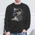 Cat Art Book Cat Motif Flowers Cat Sweatshirt Gifts for Old Men