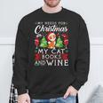 Cat Books Wine Lover Cute Cat Christmas Men Women Sweatshirt Gifts for Old Men