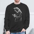 Cat Holds Book Writing Animal Print Motif Drawing Art Cat Sweatshirt Gifts for Old Men
