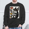 Cat Reading Book Folk Art Cozy Illustration Sweatshirt Gifts for Old Men Cat Reading Book Folk Art Cozy Illustration Sweatshirt Gifts for Old Men