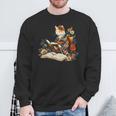 Cat Reading A Book In Traditional Japanese Clothing Kimono Sweatshirt Gifts for Old Men Cat Reading A Book In Traditional Japanese Clothing Kimono Sweatshirt Gifts for Old Men