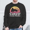 Cats And Comic Books Or Women's Cat And Comic Book Sweatshirt Gifts for Old Men