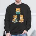 Cats Reading Book Lover Reading Bookworm Reader Sweatshirt Gifts for Old Men