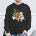 Christmas Tree Snowman Reindeer Book Stack Librarian Sweatshirt Gifts for Old Men