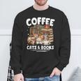 Coffee Cats And Books Cats And Reading Lovers Sweatshirt Gifts for Old Men