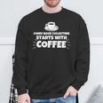 Comic Book Collecting Starts With Coffee Funny Sweatshirt Gifts for Old Men