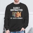 Cool Book Reader For Men Women Book Lover Bookworm Cat Book Sweatshirt Gifts for Old Men