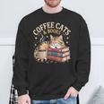 Cozy Reading Cat Coffee And Books Lover Artwork Sweatshirt Gifts for Old Men Cozy Reading Cat Coffee And Books Lover Artwork Sweatshirt Gifts for Old Men