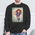 The Crimson Crescent 90s Retro Comic Book Superheroine Art Sweatshirt Gifts for Old Men