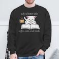 Cute Cat Book Reading Coffee Sweatshirt Gifts for Old Men Cute Cat Book Reading Coffee Sweatshirt Gifts for Old Men