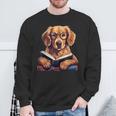 Cute Dog Golden Retriever Reading Book Sweatshirt Gifts for Old Men