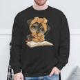 Cute Dog Reading Book Bandana Pup Reader Sweatshirt Gifts for Old Men