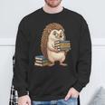 Cute Hedgehog Classics Stories Knowledge Fiction Reading Sweatshirt Gifts for Old Men