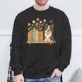 Cute Kawaii Border Collie Dog Books Flowers Sweatshirt Gifts for Old Men