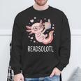 Cute Kawaii Readsolotl Axolotl Reading Book Pun Sweatshirt Gifts for Old Men