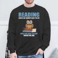 Cute Owl Reading Book Lover Positive Saying Sweatshirt Gifts for Old Men