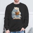 Cute Polar Bear Is Reading a Book Reading Polar Bear Sweatshirt Gifts for Old Men