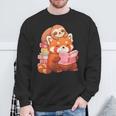 Cute Red Panda Reading Book Sloth Kawaii Animal Sweatshirt Gifts for Old Men