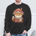 Cute Shiba Inu Mushroom Hat Reading Book Art Sweatshirt Gifts for Old Men