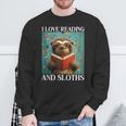 Cute Sloth Reading Book School Librarian Teacher Student Sweatshirt Gifts for Old Men