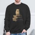Dark Academia Vintage Owl On Books With Candle Library Sweatshirt Gifts for Old Men