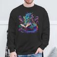 Dragon Reading Book Sweatshirt Gifts for Old Men