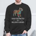 Easily Distracted By Bulldogs & Books Lover Pet Pup Sweatshirt Gifts for Old Men