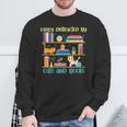 Easily Distracted By Cats And Books Cat Book Lovers Bookworm Sweatshirt Gifts for Old Men