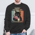 Easily Distracted By Cats And Books For Cat Lovers For Men Women Girls Kids Sweatshirt Gifts for Old Men Easily Distracted By Cats And Books For Cat Lovers For Men Women Girls Kids Sweatshirt Gifts for Old Men