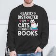Easily Distracted By Cats And Books Cute Cat And Book Lovers Sweatshirt Gifts for Old Men Easily Distracted By Cats And Books Cute Cat And Book Lovers Sweatshirt Gifts for Old Men