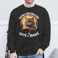 Easily Distracted By Cats And Books Librarians Bibliophiles Sweatshirt Gifts for Old Men
