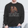 Easily Distracted By Dragon And Book Apparel Sweatshirt Gifts for Old Men