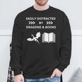 Easily Distracted By Dragon And Books Nerds Sweatshirt Gifts for Old Men