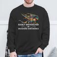 Easily Distracted By Dragons & Books Cool Reading Books Sweatshirt Gifts for Old Men