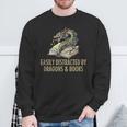 Easily Distracted By Dragons & Books Vintage Style Sweatshirt Gifts for Old Men Easily Distracted By Dragons & Books Vintage Style Sweatshirt Gifts for Old Men