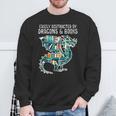 Easily Distracted By Dragons Books Bookworm Sweatshirt Gifts for Old Men