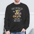 Easily Distracted By Dragons And Books Reading & Fantasy Sweatshirt Gifts for Old Men Easily Distracted By Dragons And Books Reading & Fantasy Sweatshirt Gifts for Old Men