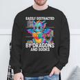 Easily Distracted By Dragons And Books Sweatshirt Gifts for Old Men