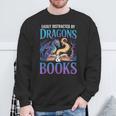 Easily Distracted By Dragons Fantasy Book Reading Sweatshirt Gifts for Old Men