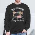 Easily Distracted By Sewing And Books Quilters Sweatshirt Gifts for Old Men