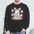 Easter Bunny Reading Book Cute Pastel Eggs Sweatshirt Gifts for Old Men