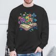 Enchanted Open Book With Blooming Flowers Sweatshirt Gifts for Old Men Enchanted Open Book With Blooming Flowers Sweatshirt Gifts for Old Men