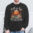 Fall In Love With Reading Autumn Librarian Cute Book Lover Sweatshirt Gifts for Old Men