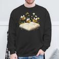 Floral Bumble Bee Reading Book Wildflower Bookish Librarian Sweatshirt Gifts for Old Men
